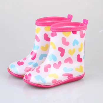  2019 Модни детски непромокаеми обувки, детски обувки за момичета, Нескользящие непромокаеми обувки с шарките на Любовта, Водоустойчив галоши, Водна обувки, Гумени обувки
