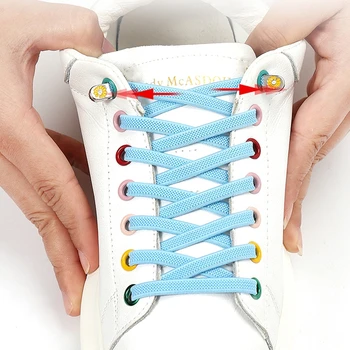  24 Цвят на Връзки За обувки Разтеглив Мързеливи Ремък За Маратонки Деца и Възрастни Ремък За Обувки На Равна Подметка, Без завязок Гумена лента Метална Заключване