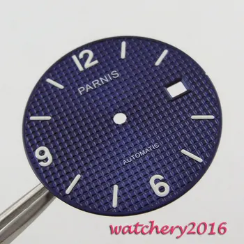  31,5 мм Parnis син циферблат прозореца датата е подходяща за Мъжки часовници Miyota 8215 с автоматичен механизъм циферблат Циферблат