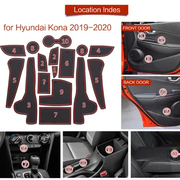  3D Гумена Подложка За Hyundai Кона 2019 2020 Вътрешен Противоскользящий Мат Врата Слот Мат Чаша Възглавница Бразда Мат Аксесоари за Автомобили