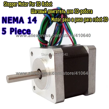  5 бр. Стъпков двигател за 3D-принтер 14HS13-0804S L34mm Nema 14 с 1.8 градуса. 0.8 A 18 N. cm равен 14HY3402 и 35HS3408