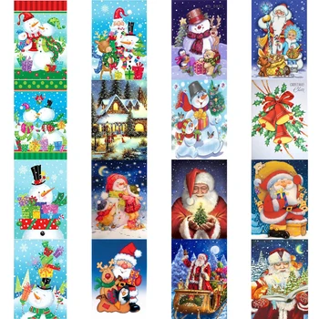 5D Диамантена Живопис САМ Празничен Коледен Подарък Картина Домашна Стена Коледна Украса кръст Бод Бродерия Пълен Комплект