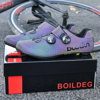  Boodun Нови Обувки За Конна Езда Нощен Цветни Пътен Стил Подметка, Изработени От Въглеродни Влакна Велосипеден Заключване Обувки