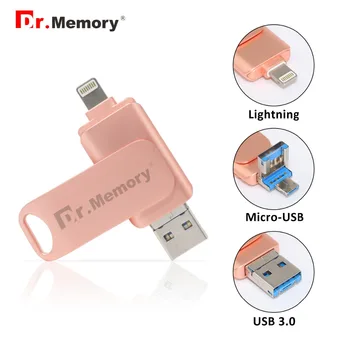  Dr. Memory 3 в 1 Метална Usb 3.0 Флаш памет 4 GB 8 GB Многофункционални Пръчка 16 GB 32 GB 64 GB 128 GB Usb устройство Забавен Розов Подарък за Момичета