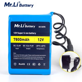  Mr.Li Акумулаторна батерия 12V 18650 Акумулаторна Литиево-йонна Акумулаторна батерия 12V 7800mAh със Зарядно устройство 1A