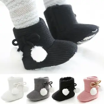  PUDCOCO/Модни Зимни зимни Обувки с мека подметка за по-Малките момчета и момичета, Топли обувки за креватче, Красиви Обувки с Лък за деца, Пешеходни 0-18 м