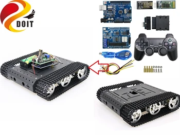  SZDOIT Wi-Fi/Bluetooth/Дръжка за Управление TC100 Метален Верижен Танк Шаси Комплект Умен Амортизирующий Верижен RC Робот само За Arduino