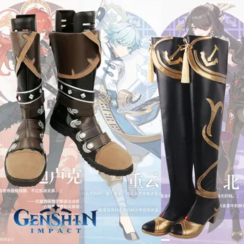  Аниме COS Beidou Diluc Обувки Genshin Въздействието От Изкуствена Кожа С Висока Степен на Възстановяване На Хелоуин Вечерни Япония Ролеви Игри, Cosplay Унисекс Ботуши