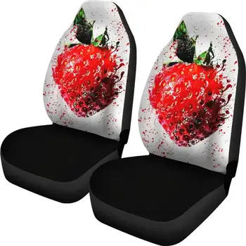  Апликации ягоди калъфи за автомобилни седалки (опаковка от 2) - Универсални капаци за предните седалки на автомобили и ванове - Защита на седалки на поръчката - Автомобилен аксесоар - подарък f