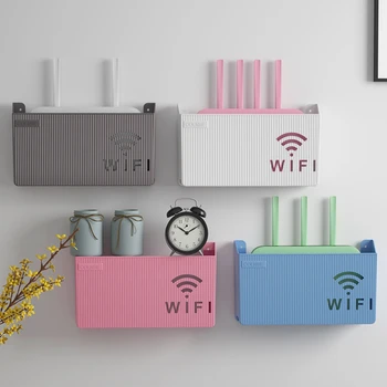 Безжичен Wifi Рутер Полк Кутия За Съхранение, с монтиран на стената ABS Пластмасов Органайзер Скоростна Кабелна Скоба Хранене Органайзер-Часова Начало Декор