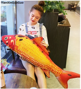  голяма 135 см златна и червена риба шаран плюшен играчка, с цип моющаяся риба мека кукла обнимающая възглавница подарък за рожден ден h2030