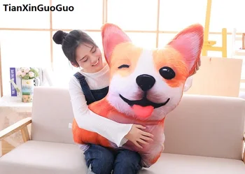  голяма 90 см имитация вельш-corgi плюшен играчка 3D Обемна куче с цип мека мебел възглавница е мека възглавница подарък за рожден ден s0168