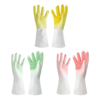  Дамски Ръкавици За Миене На Съдове Кухненски Ръкавици За Почистване На Дома Силиконови Непромокаеми Ръкавици