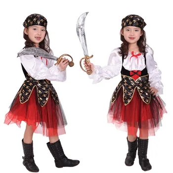  Деца Момичета Принцеса Карибски Пират Костюм Хелоуин Карнавал, Маскарад Детски Карнавалните Костюми Cosplay Облекло