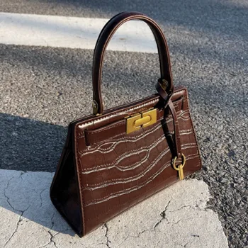  Дизайнерски Ръчно чанта в стил ретро, Дамски Нова Дамска чанта с Каменен Модел, Модерна Чанта-Месинджър На Рамото