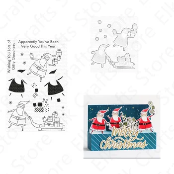  Дядо Коледа Прозрачни Печати и Шаблони За Рязане на Метал За Направата на Хартиени Поздравителни Картички За Scrapbooking 2021 Коледа