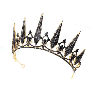  Европа и Съединените Щати Връзка Булката Диадема барок Черна корона на булката лента Украса За Косата на Булката Диадема на Рожден Ден НА