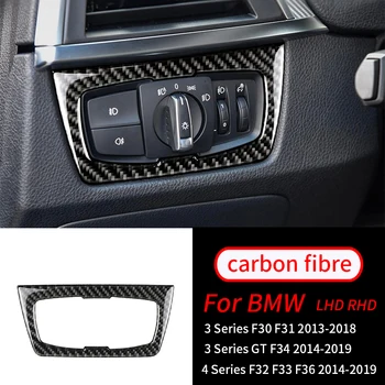  За BMW 3 4 Серия 3GT F30 13-18 От Настоящето въглеродни влакна, Капак на Превключвателя на автомобилни фарове, интериорна Декорация и Аксесоари За стайлинг на автомобили