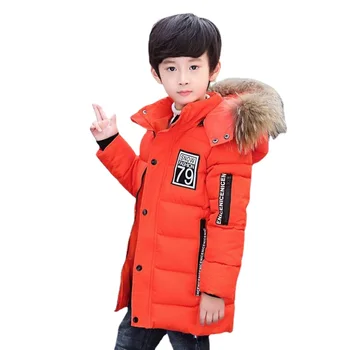  Зимна памучни дрехи за момчета, детски дрехи, Дебел памучен яке със средна дължина, голямо детско палто чужд на производство-от 4 до 12 години