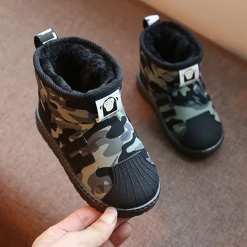  Зимни обувки; детски обувки; новост 2021 г.; зимни обувки за момчета; плюшен, устойчива на плъзгане и водоустойчив камуфляжная детски обувки с мека подметка за момиченца