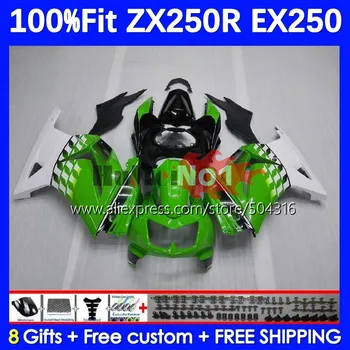  Инжекцион За KAWASAKI NINJA EX250 ZX250 ZX EX 250 R 250R 10MC.3 ZX250R 08 09 10 11 12 2008 2010 2011 2012 Обтекател Зелено Гланц