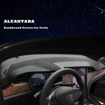  Истинска Alcantara по Поръчка Покриване на Арматурното Табло на Автомобила за Tesla, Модел X S 2016-2021 Авто Модификация Мат Сянка Възглавница Мат Килими Стайлинг