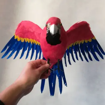  истинският живот на Птица червени и сини пера модел папагал около 45x60 см, расправляющие крила, реквизит за снимките, украса на градината, играчка подарък h1554