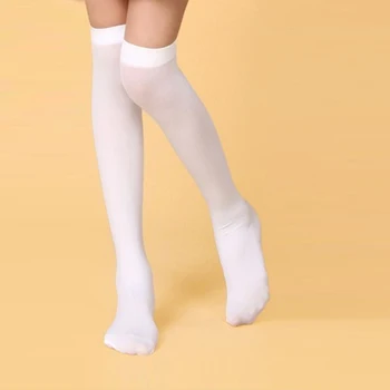  Карамел Цвят, Черни, Бели Чорапи До Коляното За Малки Момичета, Разтеглив Найлонови Сладки Обикновена Дишащи Бебешки Дълги Чорапи