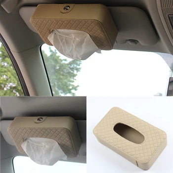  Кожа PU авто притежателя тъкан кутия за кърпички в колата на притежателя тъкан столче за кола кутия за авто аксесоари сенника на автомобила тип скоростна тъкан козирка тип
