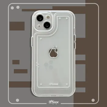  Луксозен Удароустойчив Прозрачен Твърд Калъф за iPhone 13 12 Pro Max 11 X XR XS 7 8 Plus, Защитен Прозрачен Елегантен Калъф за Обектив на Камерата
