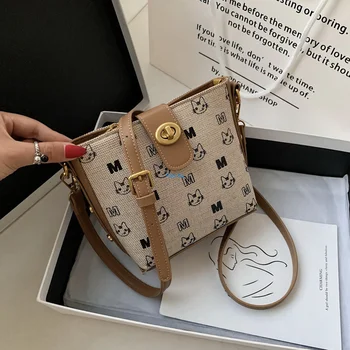  Лятна чанта Yaoku, Модерна чанта-торба, Холщовая чанта-месинджър в стил Ins, 2021, Популярни Нова Чанта на рамото и през Рамо, Квадратни