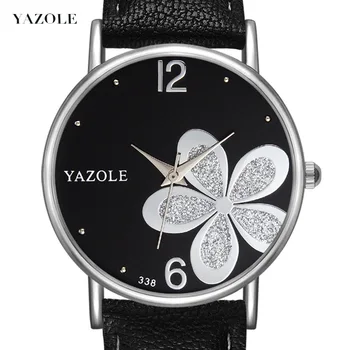  Марка YAZOL, Модни дамски кварцови часовници, циферблат с четири листа детелина, елегантен цвете с пет листа, творчески часовници за рамо, водоустойчив