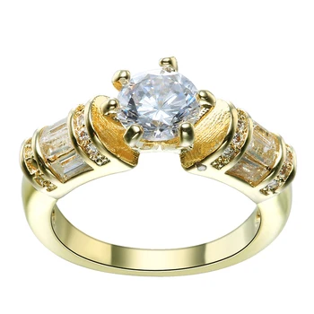  Мода 2017 г. луксозни злато цвят бял КАМЪК циркон пръстена мода лидер в продажбите на романтична сватбена украса за жени красив дизайн