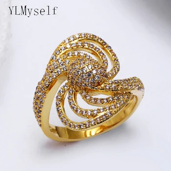  Ново дизайнерско пръстен с висококачествени кристални камъни Златен/бял цвят aneis anillos Бижута пръстени за жени