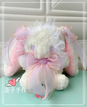  ръчно изработени Лолита заек мечка чанта сладък лък любов Харадзюку подарък за рожден ден кукла розово синьо, лилаво чанта-месинджър jk чанта