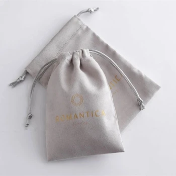  Сива Фланела персонализировала печат на лого по поръчка чанти на съвсем малък торбички за опаковане на бижута пакети за грижа за кожата пакети за козметика чанти