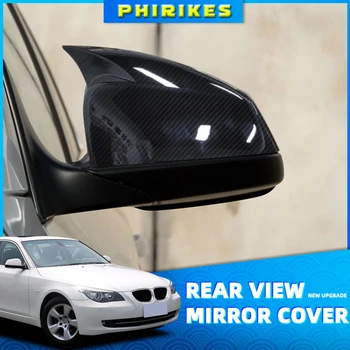  Странично Крило Огледало за Обратно виждане Покриване на Шапки За BMW 5 6 7 Серия E60 E61 E63 E64 F01 F02-F04 F06 F07 F10 F11 F12 F13 Въглеродни Влакна Черен