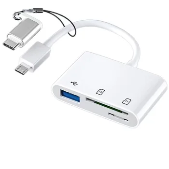  Устройство за Четене на Карти Памет Micro USB Type C SD TF Адаптер за Карта Памет, USB-C за Лаптоп Macbook, Мобилен телефон, четец на карти USB 3-в-1