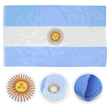  Флаг на Аржентина Знамена Аржентина 3X5 Национален Парад На открито Парад Държава Играта Фестивал Парти Грандиозно Събитие Слънцето Стария свят