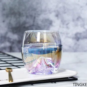  Цветно стъкло закръглен корем айсберг стъкло кратък устата кристална чаша за уиски домакински чаша за вода японски чужд на чаша за вино