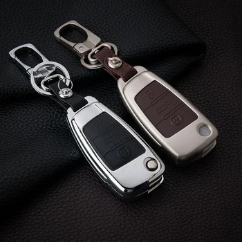  Цинк сплав + Кожен Калъф за ключове на автомобила Audi A1 A3 A4 A5 Q3 Q5 Q7 A6 C5 C6 A7 A8 и R8 S4 S5 S6 S7 S8 SQ5 RS5 A4L A6L с Катарама