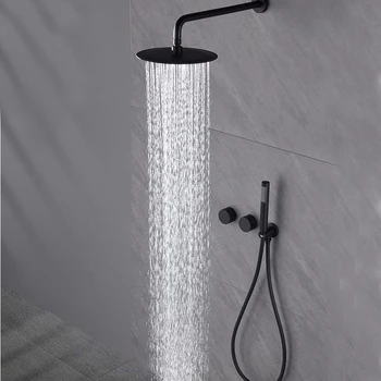  черен месинг комплект за душ смесител за душ баня с душ система Дъжд душ мебелен комплект смесител за душ накрайник за душ