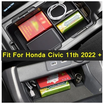  Черни Автомобилни Аксесоари, Подходящи За Honda Civic 11th 2022 2023 Кутия За Съхранение на Централната Конзола Държач жабка Полагане Почистване на Интериора