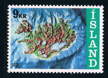  1 бр./компл. Нова Пощенска марка Исландия 1972 Исландия и Карта на Континенталния шелф Марка MNH