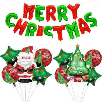  1 комплект Весели Коледни Фольгированных Балони Дядо Коледа Коледна Елха Глобуси Зелена Червена Звезда Коледни Вечерни Декорация на Дома