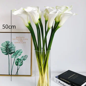  [10 Клони] Кала Имитация на Лилия Букет цветя е един Голям Набор от Домашен Хол маса за Хранене Сватбена Украса Подпори за стрелба