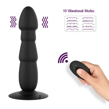  10-степенна скоростна кутия Безжично Дистанционно Зареждане Голям Вибратор Анален Коркът е Мек Масажор на Простатата Анален Накрайник Вибратор Вибратор, Секс Играчки за Мъже Жени