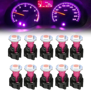  10x Лилаво 74 T5 1SMD LED Авто Лампа За Табло, Лампата На Таблото, Сензор за Скорост, Лампи С Превръщането Конектор, Автомобилни Вътрешни Светлини