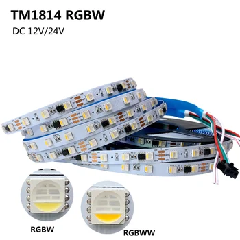  12V 24V TM1814 RGBW RGBWW Led лента SMD 5050 Чип 4 В 1 Програмируема адресуемая смарт пиксел лента 5 М 60 светодиода/M IP30 IP67