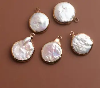  16-17 мм Естествени сладководни перли бароковата перла в медна рамка, Обици-висулки 